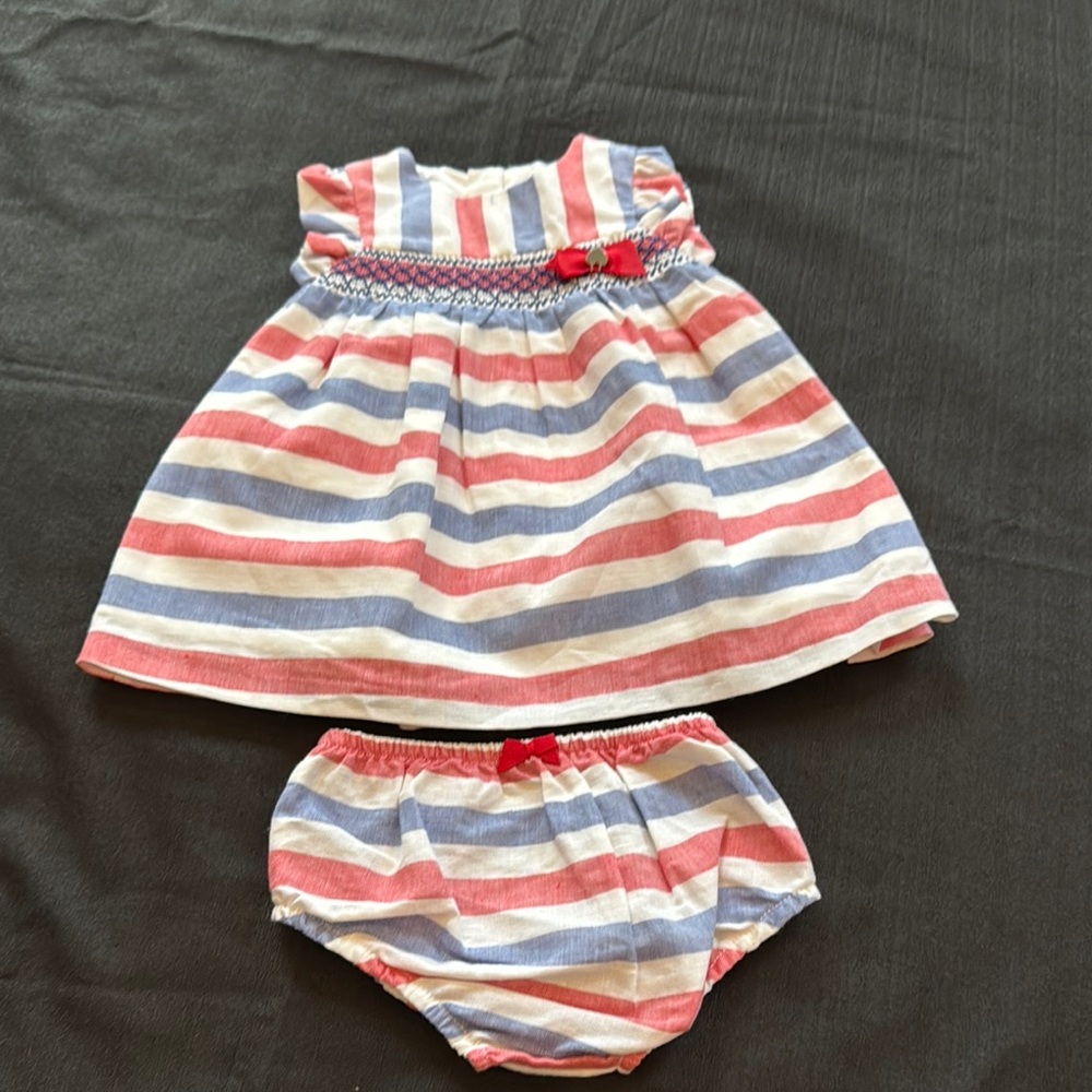 Mayoral 2-pc Striped Kids Dress Set with Bloomers new 2-4‎ months